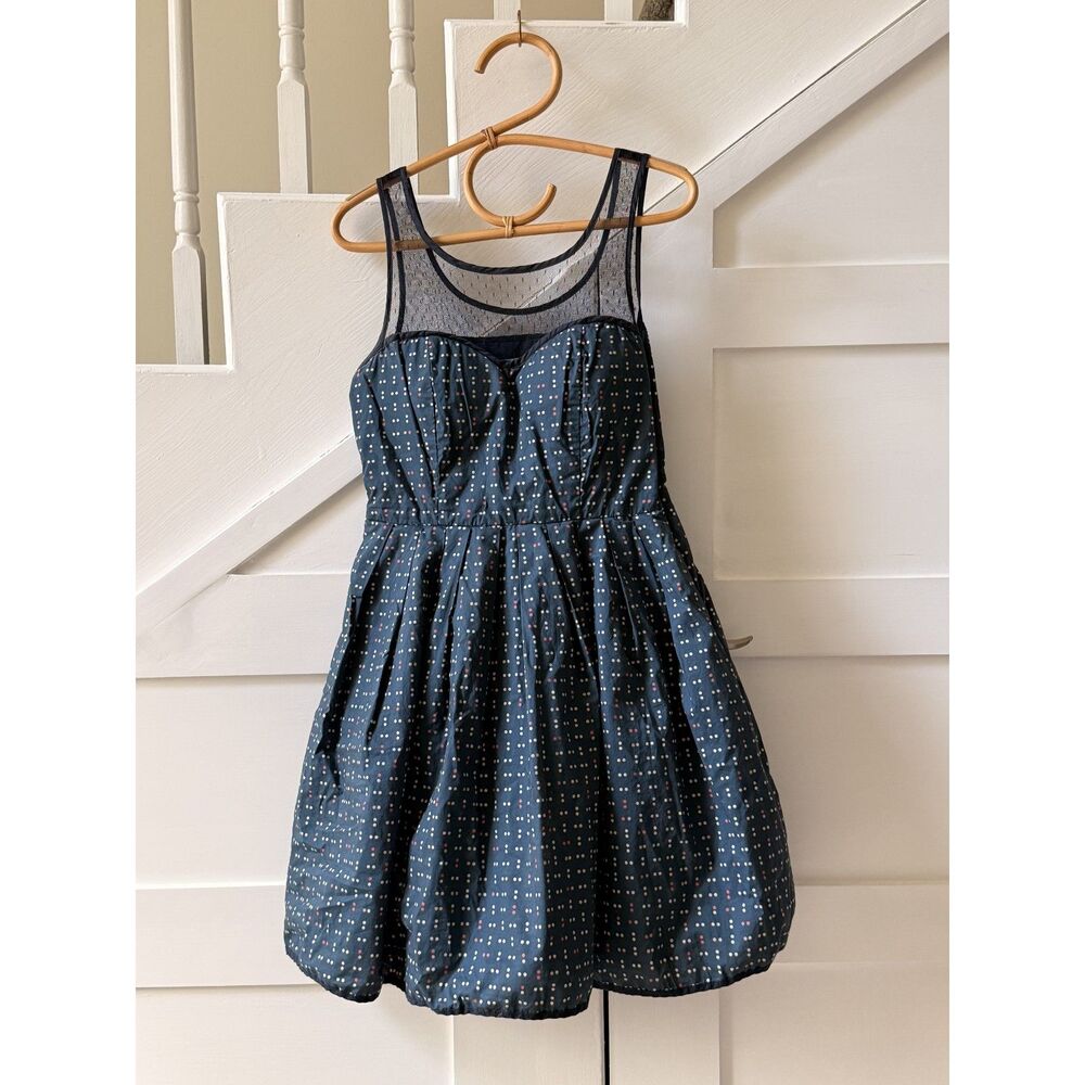 Minuet Navy Polka Dot Fit & Flare Party Dress — Size M
